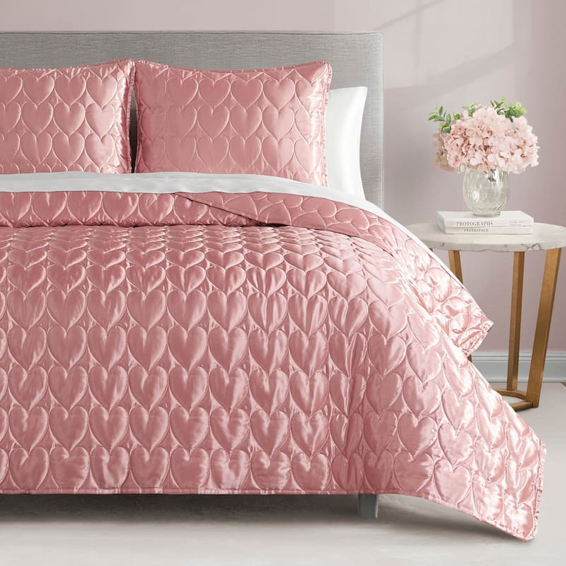Juicy Couture Satin Heart Stitched Quilt Sets