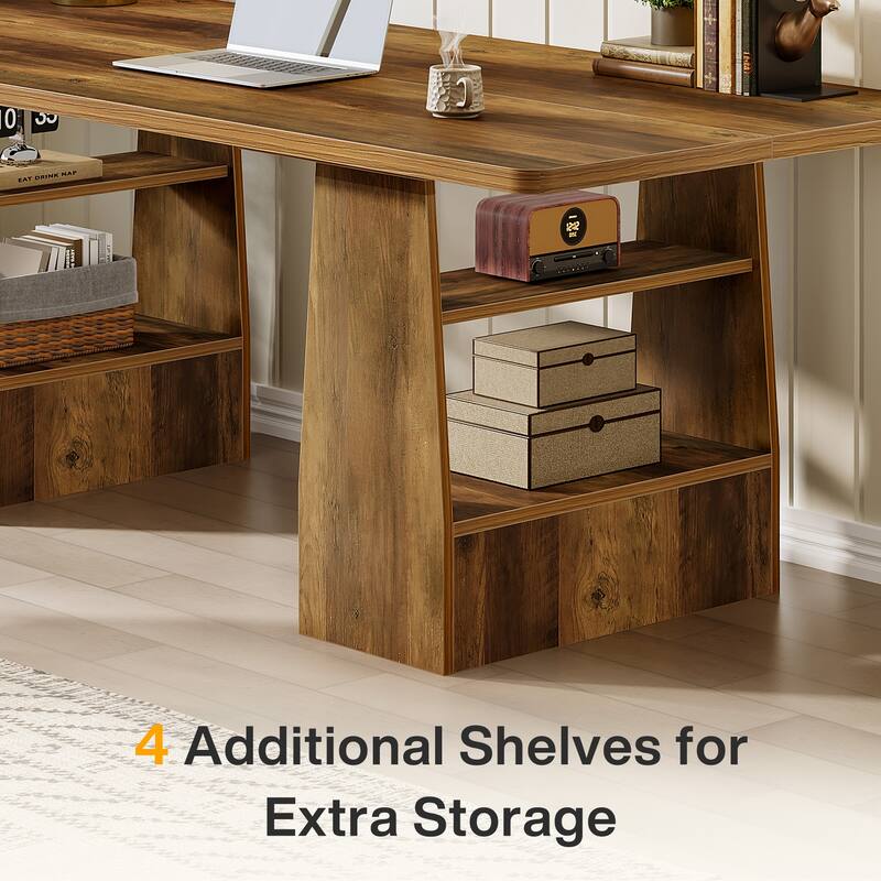 63” Executive Desk with Storage Shelf, Large Computer Writing Table for Office