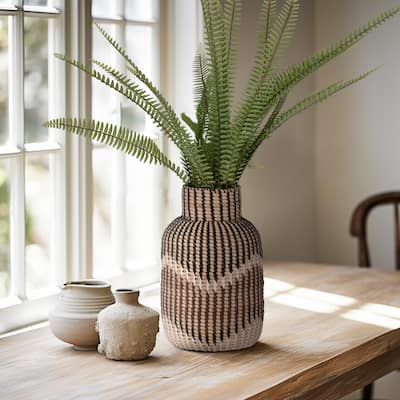 Sagebrook Home Rattan, 13"H Woven Vase, Multi, Natural Fiber Construction