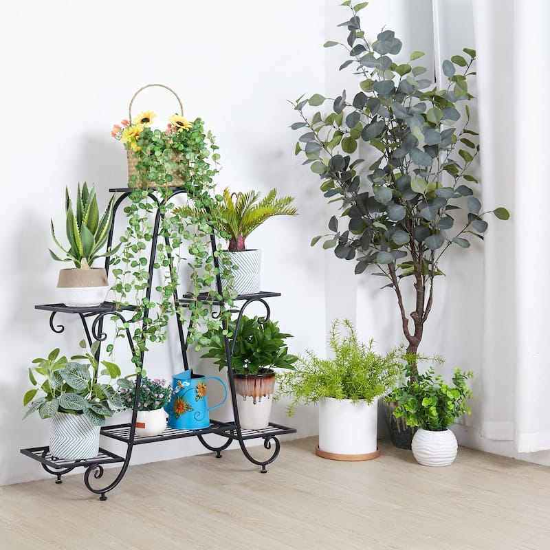 6 Tiers Multilayer Metal Plant Stand Flower Pots Display Holder Garden Balcony - 32''