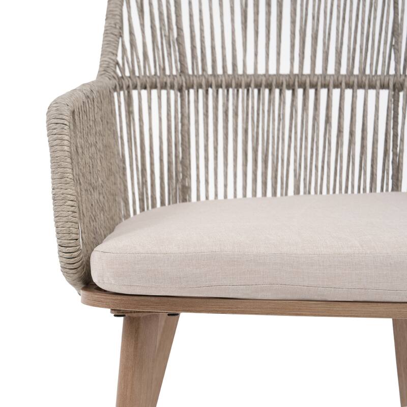 Outdoor 2-piece Dining PE Wicker Arm Chair with Cushion