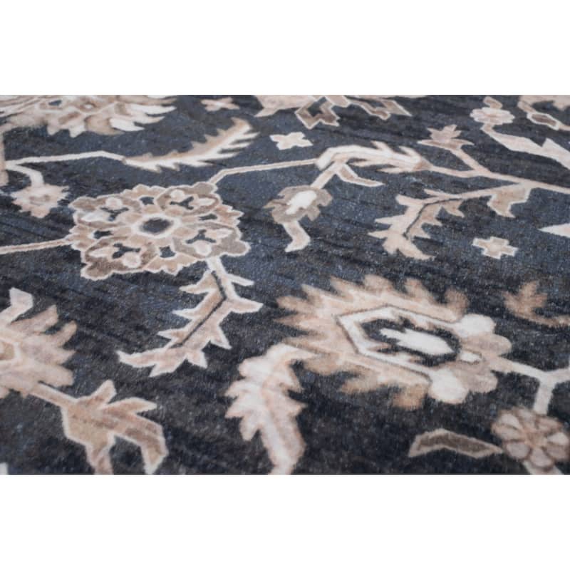 Bibb Home Washable Flannel Printed Area Rug with Latex Back