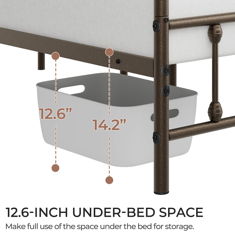 Yaheetech Classic Iron Platform Bed with High Headboard and Footboard Strong Metal-Framed Bed