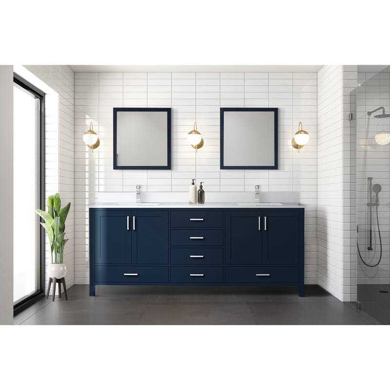 Jacques 80 in. W x 22 in. D White Bath Vanity, Cultured Marble Top, Faucet Set, and 30 in. Mirror