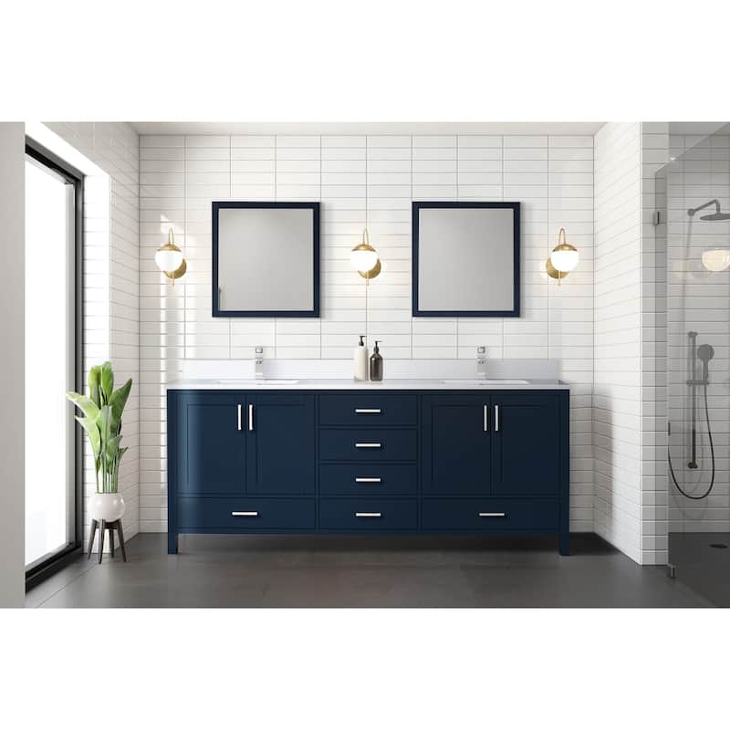 Jacques 80 in. W x 22 in. D White Bath Vanity, Cultured Marble Top, and 30 in. Mirror