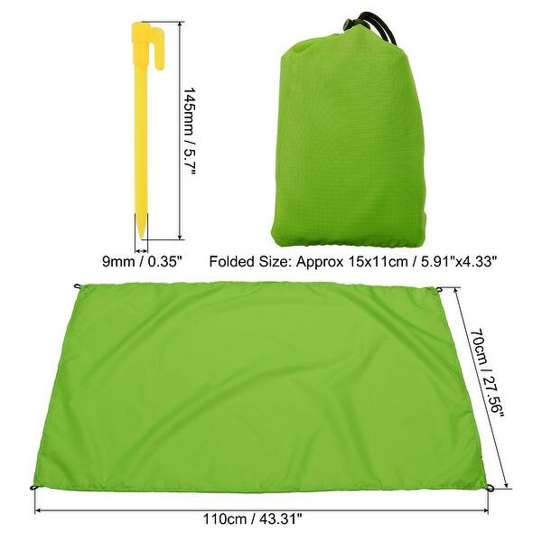 43" x 28" Beach Blanket Waterproof Picnic Mat with Carry Bag Green