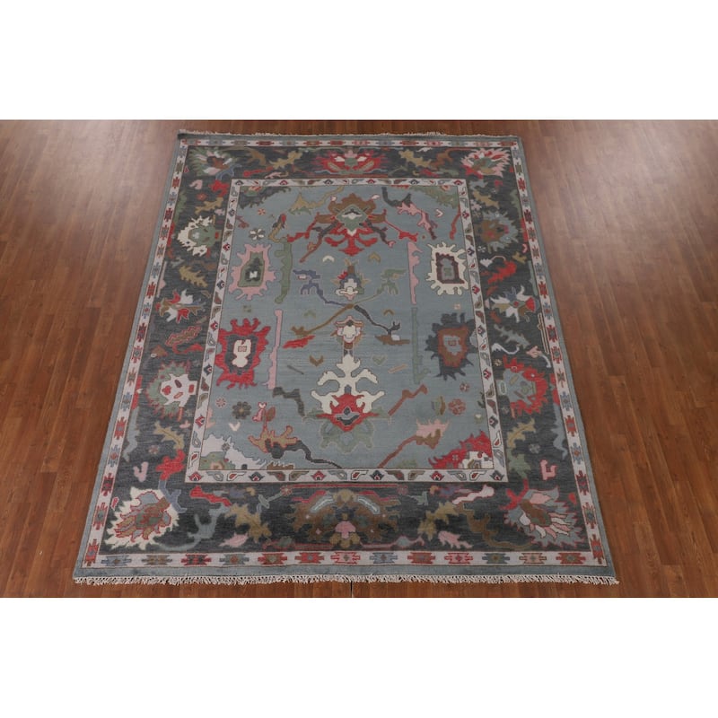 Transitional Oushak Oriental Area Rug Handmade Wool Carpet - 7'11"x 9'11"