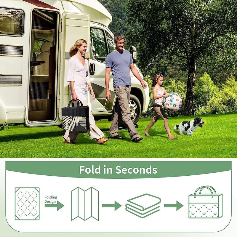 Mcow Palm Leaf Collection Reversible Woven Waterproof Outdoor Area Rug