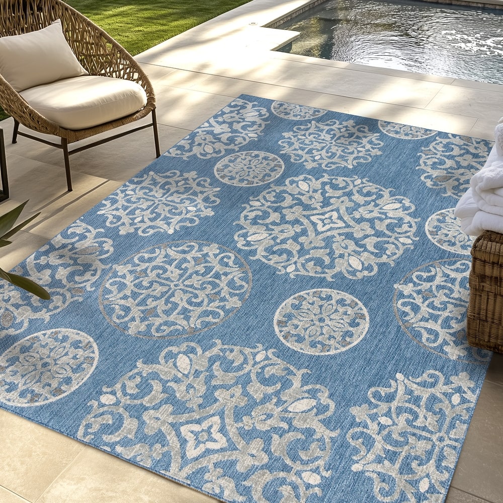 Gertmenian Kalari Modern Bold Multicolored High-Low UV Protected Polypropylene Woven Indoor/ Outdoor Area Rug Collection
