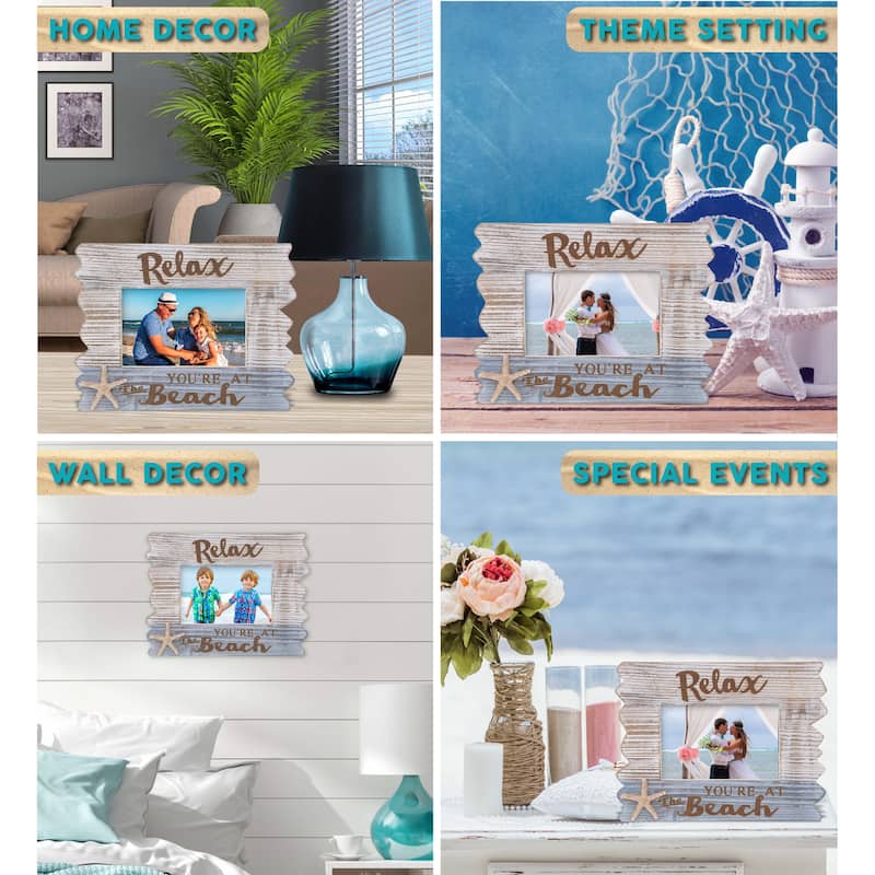 CoTa Global White Distressed Wood Coastal Horizon 6×4 Photo Frame - 9.75 inches