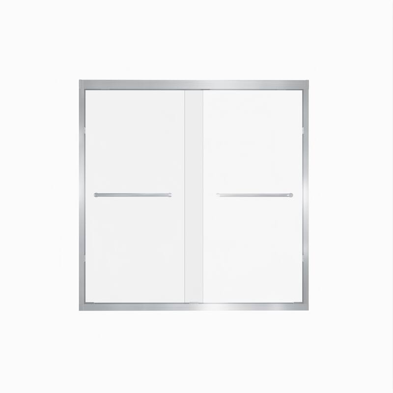 GDFStudio - Landon Modern Double-Sliding Tempered Glass Shower Door Set