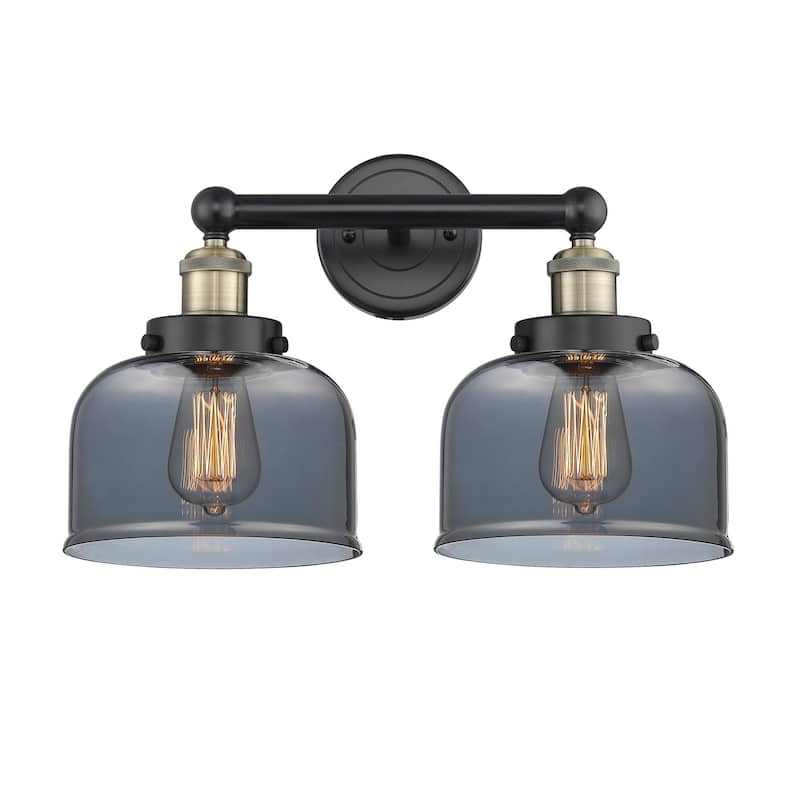 Innovations Lighting 616-2W-10-16-L Bell Vanity Bell 2 Light 16" Wide - Black Antique Brass / Plated Smoke