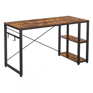 Modern Style Computer Desk With 2 Shelves - Bed Bath & Beyond - 36149648