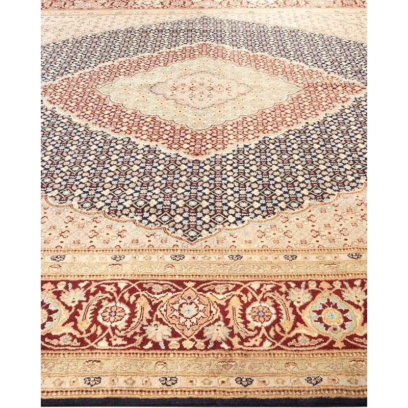 Overton Hand Knotted Wool Vintage Inspired Traditional Mogul Blue Area Rug - 9 x 12
