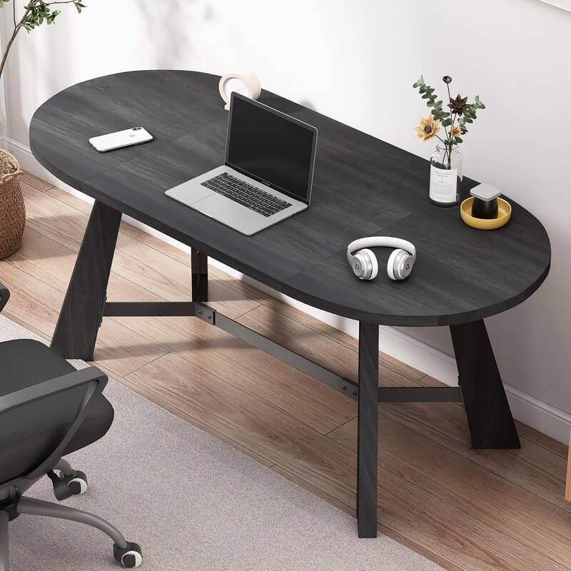 WESOME 70.87" Rustic Oval Dining Table for 6-8 People Wood Kitchen Table Dinner Room Table with Sturdy Tapered Legs