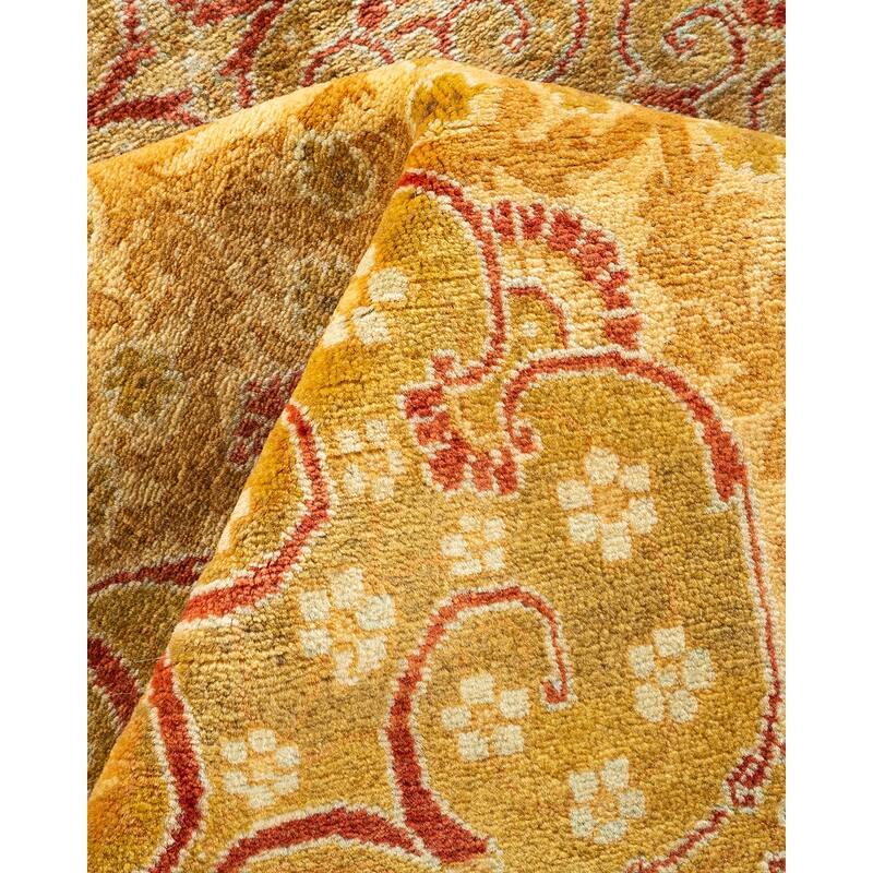 Overton One-of-a-Kind Hand-Knotted Traditional Oriental Mogul Orange Area Rug - 8' 2" x 10' 4"
