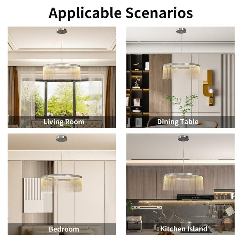 Crystal Chain Pendant Light Elegant Hanging Lamp Fixture Livingroom Decoration