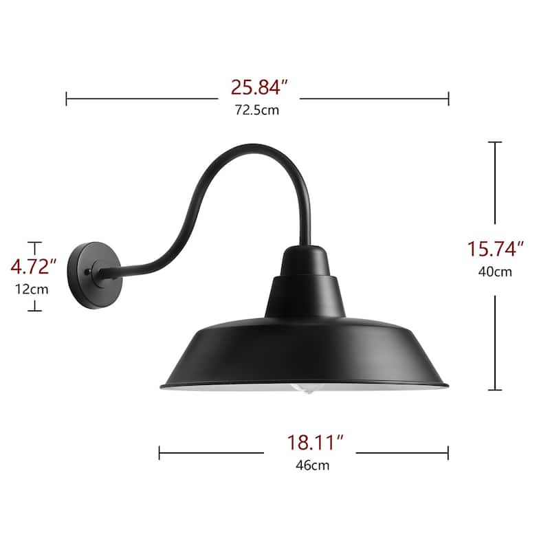 Farmhouse Black Exterior 1-Light Wall Sconce Outdoor Barn Light Fixture