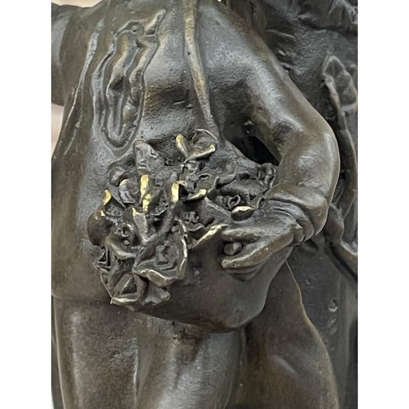 Signed Original Evan Stone Colonial Man Holding Flower Bronze Candle Holder Statue