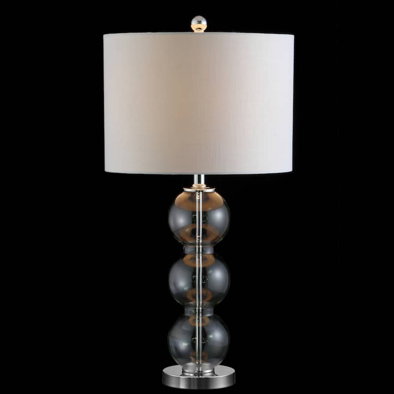 Ella 27" Glass Triple-Sphere LED Table Lamp, Mercury Silver/Chrome (Set of 2) by JONATHAN Y