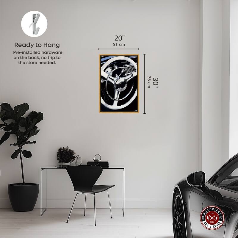 Notoriart Classy Steering Wheel Framed Car 1 Piece Canvas Wall Art