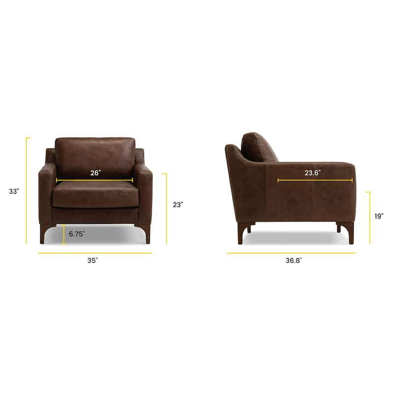Poly & Bark Sorrento 35" Lounge Chair - Full Grain Genuine Italian Leather