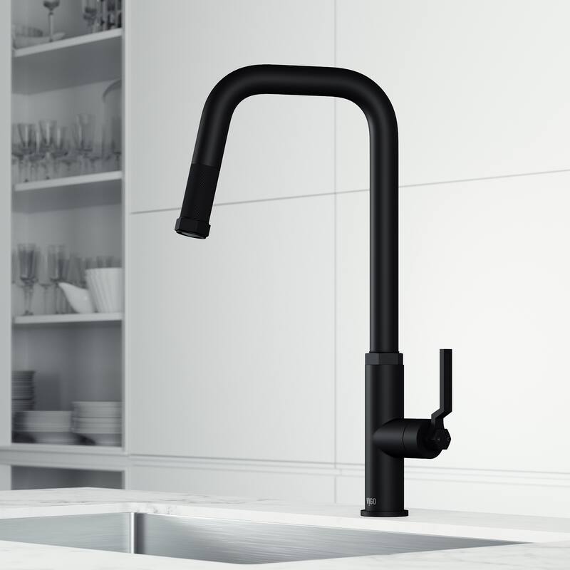 VIGO Hart Angular 18" H Single Handle Pull-Down Kitchen Faucet