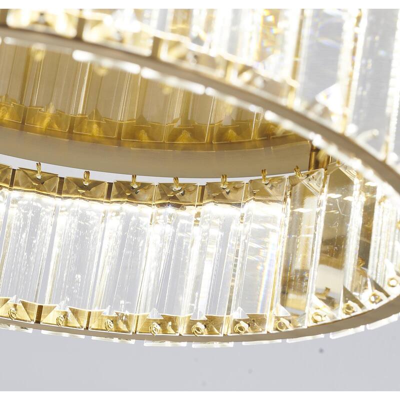 1-Light Brass Dimmable LED Flush Mount With Clear Crystals