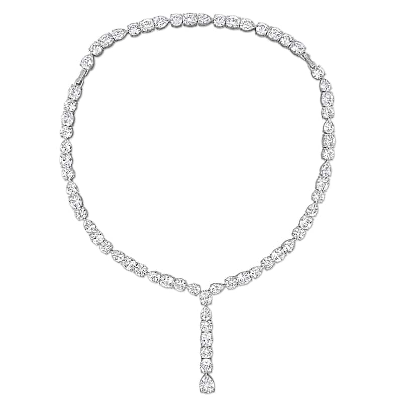 Miadora 163 1/3 Created White Sapphire Lariat Necklace Bracelet Set in Sterling Silver
