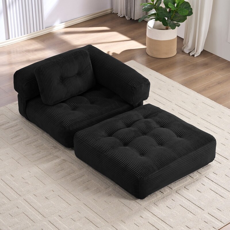 Mixoy Folding Sofa Bed, L-Shaped Convertible Sofa Bed with Armrest