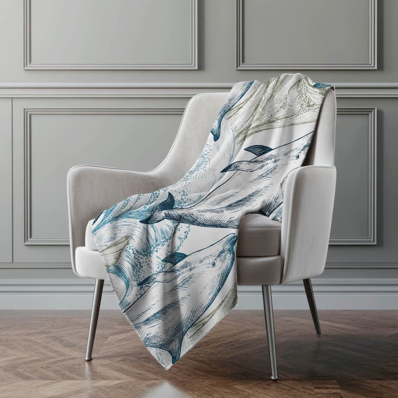 Premium Machine Washable ASB155 Sealife Sherpa Throw Blanket