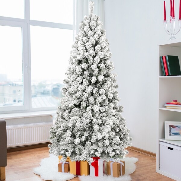 7ft flocked christmas tree pre lit outlet