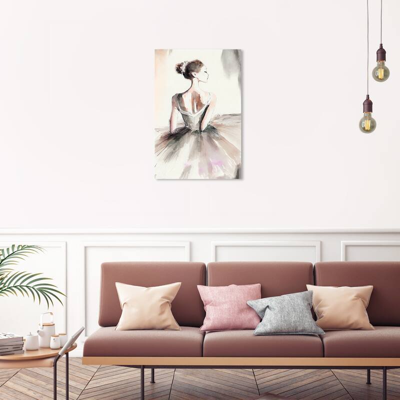 Wynwood Studio Fashion and Glam La Ballerina White and Cream White Traditional Wall Art Canvas Print - 30 x 20