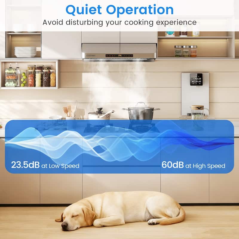 Gymax 30 Inch 900 CFM Under Cabinet Range Hood w/Oil Collector 4 Fan