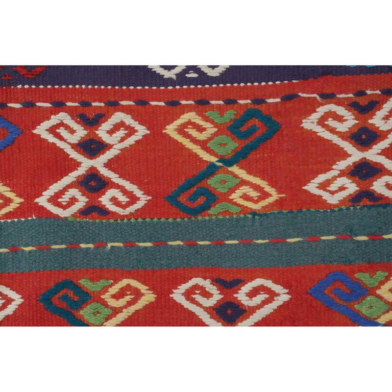 Hand Woven Oriental 100% Wool Carpet Southwestern Tribal Multi-Colored Kilim Area Rug - 8' 10'' X 6' 2''