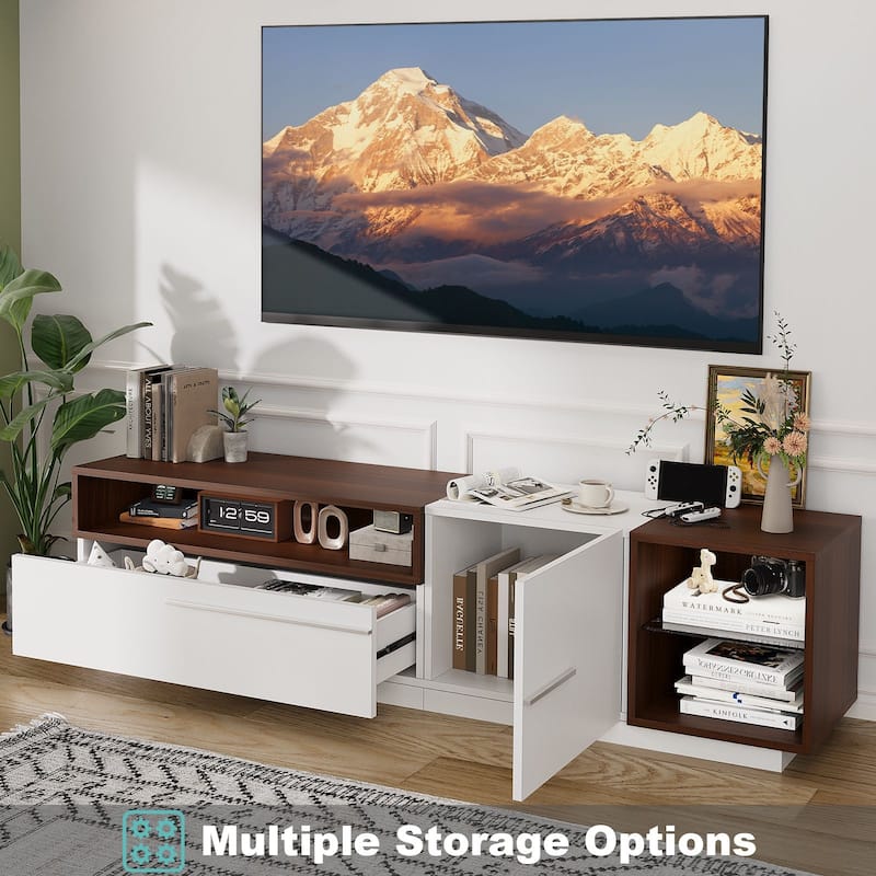 Gymojoy 71" LED TV Stand for 70-80 inch TV, Modern Entertainment Center with Storage Cabinet, Minimalist TV Console. - 71"W.