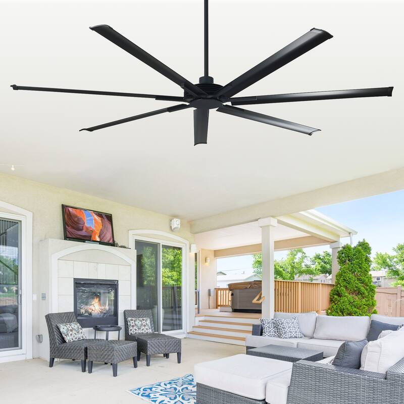 100" Indsutrial Black/ Silver Extra Larger Commercial Ceiling Fan with Remote - 100" Huge Fan - Matte Black