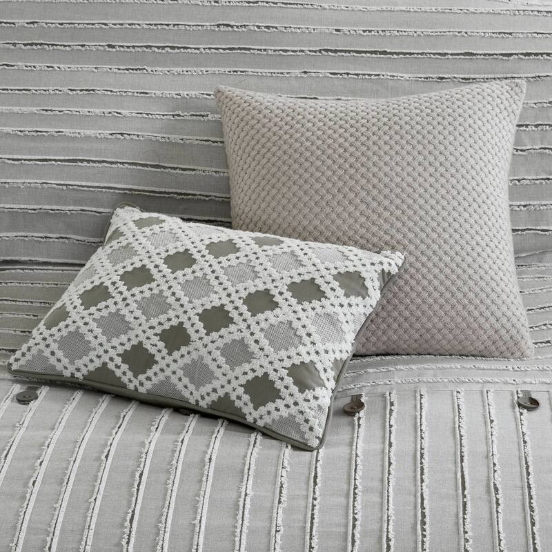 Madison Park Signature Essence Oversized Cotton Clipped Jacquard Comforter Set with Euro Shams and Throw Pillows