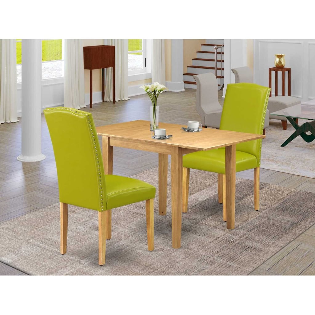 HomeStock 3-Piece Natural Brown Oak Finish Solid Wood Top Dining Table Set