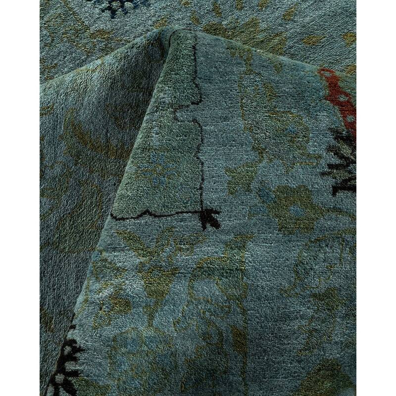 Overton Hand Knotted Wool Vintage Inspired Modern Contemporary Overdyed Gray Area Rug - 10' 3" x 13' 6"