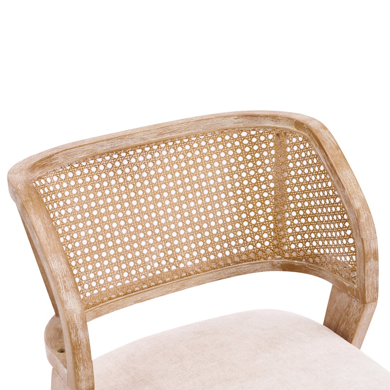 Christopher Knight Home - Upholstered Rattan Back Dining Chair with Curved Wood Frame & Cushioned Seat - 20.87"W