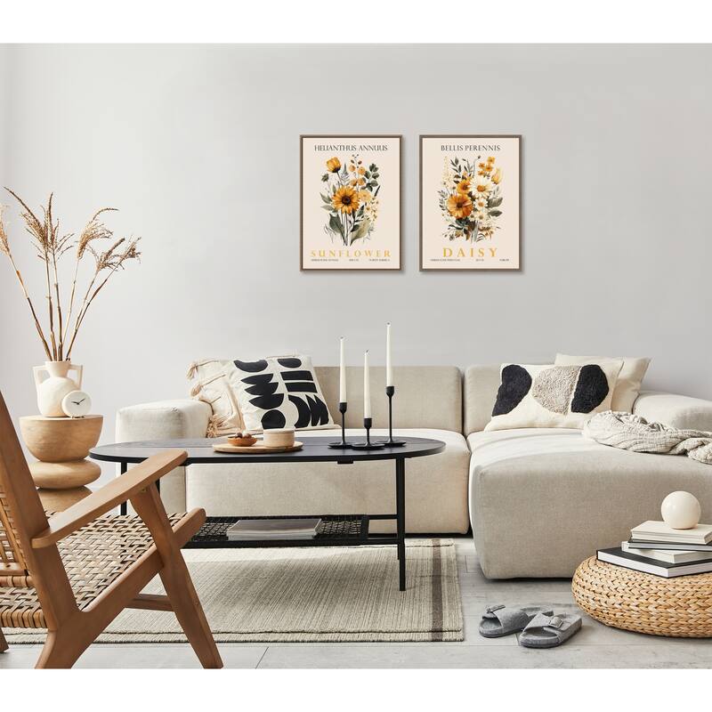 Amanti Art Vintage Sunflower & Daisy 2 Piece by Christopher Giampietro Framed Canvas Wall Art