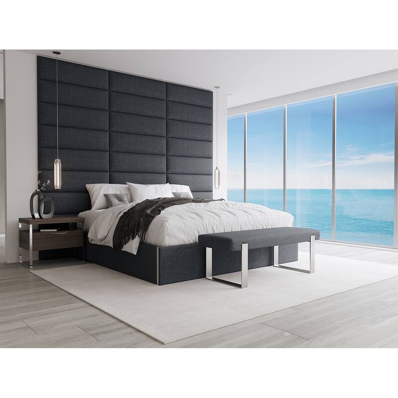 Vant Upholstered Bed Bench - Weave Blue Denim