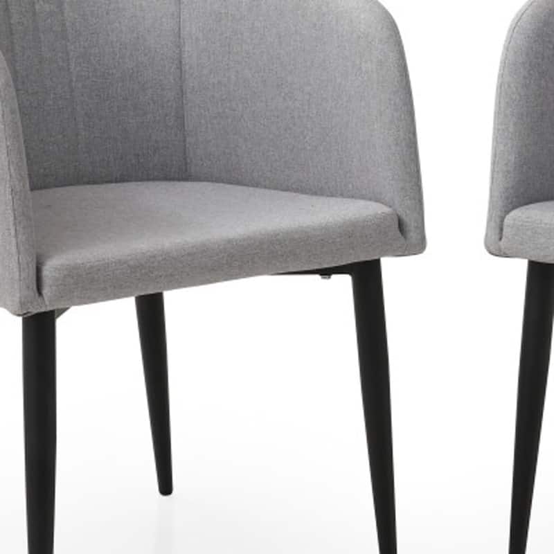 Set of Two 23" Light Gray And Black Upholstered Arm Chairs - 23' X '36.5' X '21