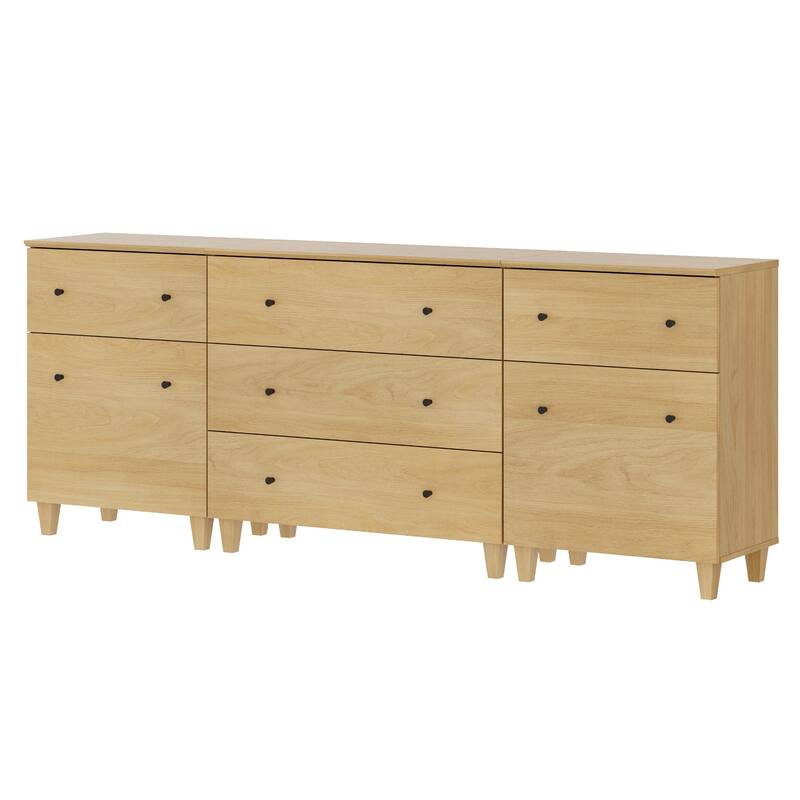 Wood Dresser with 5 Drawers and 2 Cabinets for Bedroom, 83" Wide