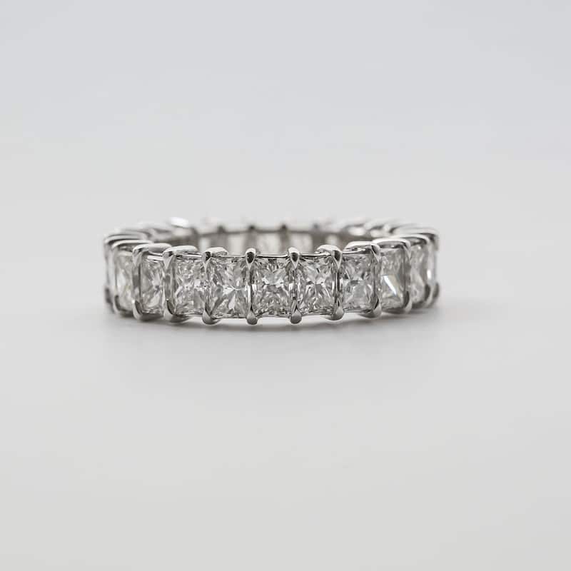 Kobelli 4.84 Carats Natural Diamond Solid 14k White Gold Princess Baguillion™ Basket Prong Eternity Ring - Size 6