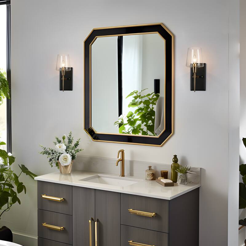 Modern Black Gold 1-Light Wall Sconce Traditional Dimmable Bathroom Vanity Light