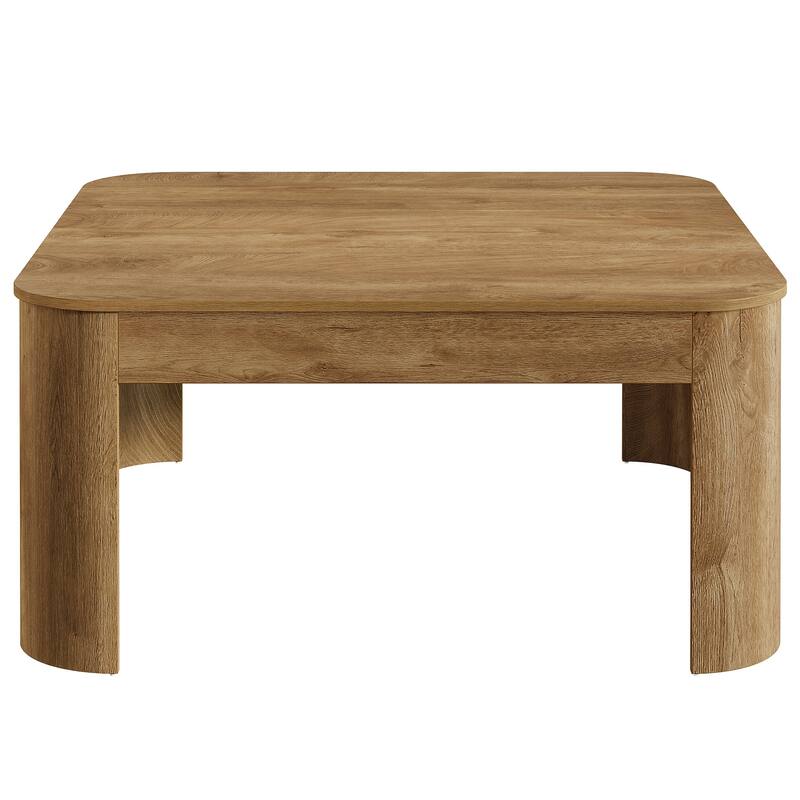 Farmhouse Square Coffee Table, 39.37" Wooden Center Tea Table with Sturdy Curved Legs for Living Room