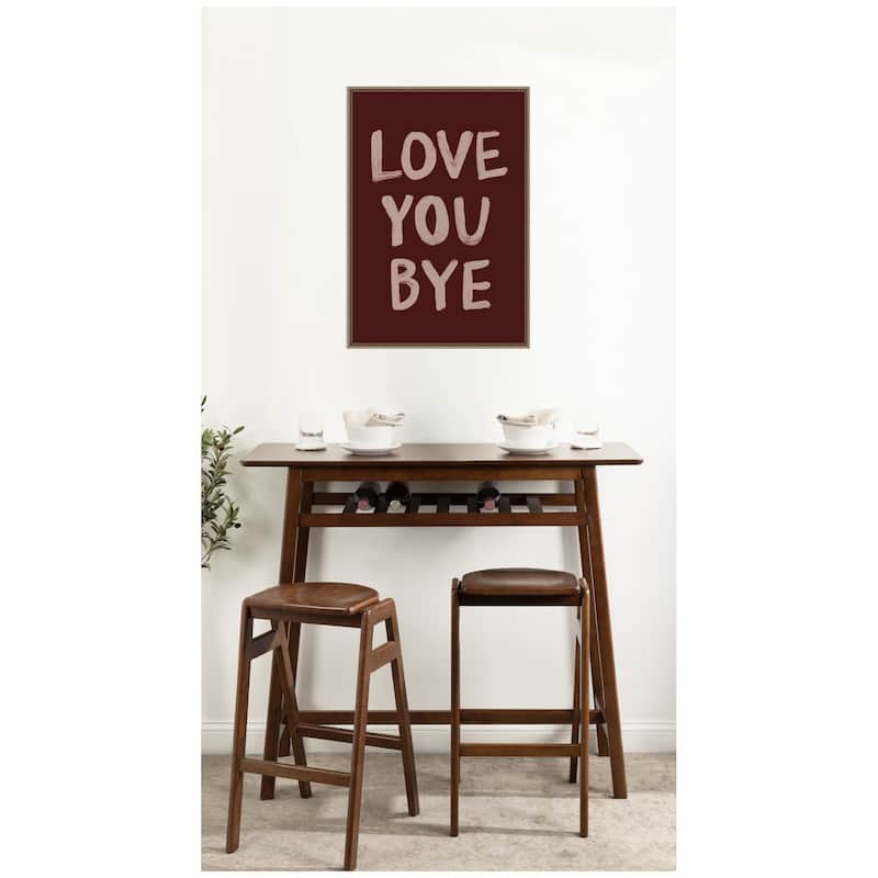 Kate and Laurel Love You Bye Hand Painted Typography by Lucky Guava Framed Canvas Wall Art Print
