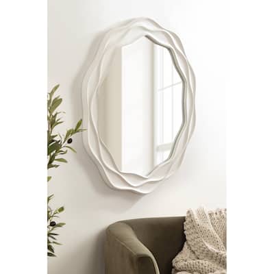 Kate and Laurel Wavern Round Wavy Mirror - 29x29